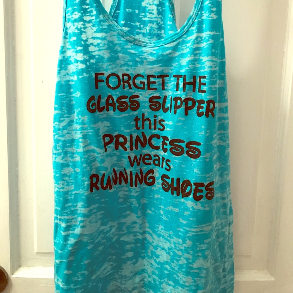 Blue burn out racer back tank top XL